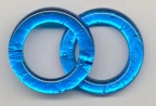 Murano Glass Fused Silver & Aqua Circle - Links Aqua Silver